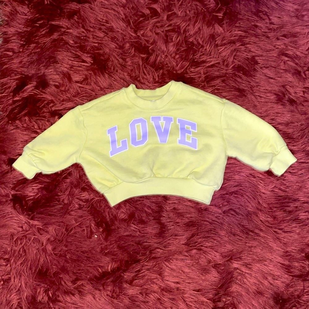 Grayson mini crop sweater sz 18-24 mo LOVE decal